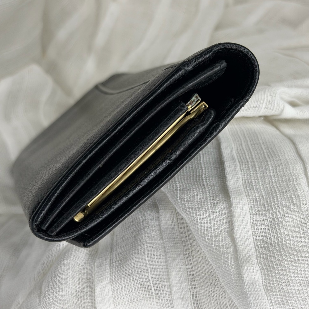 Vintage Coach Madison Black Leather Kiss Lock Clutch Wallet Made in Italy - Picture 11 of 16